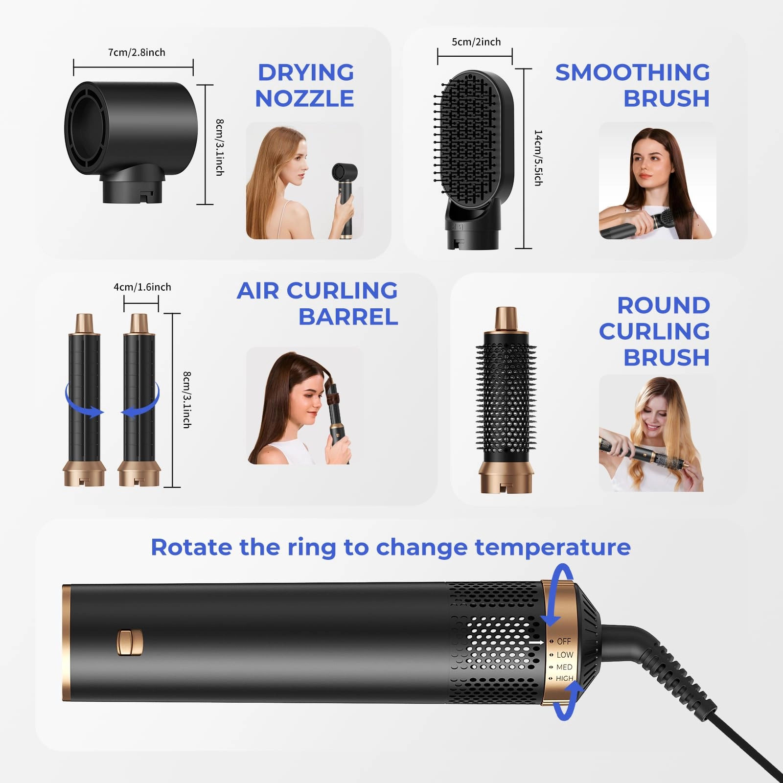 5 in 1 Blow Dryer Brush - Green Gold 800 watts