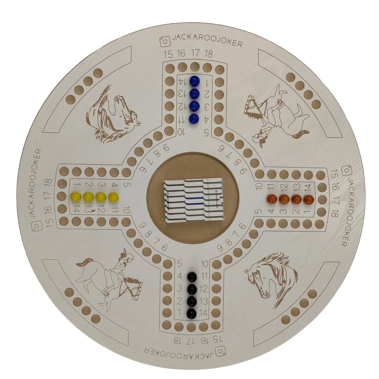 wahoo - Wooden 16 Colored Glass Marbles