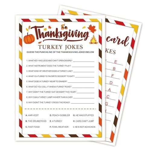 Thanksgiving Party Icebreaker Games Cards - 30 pieces