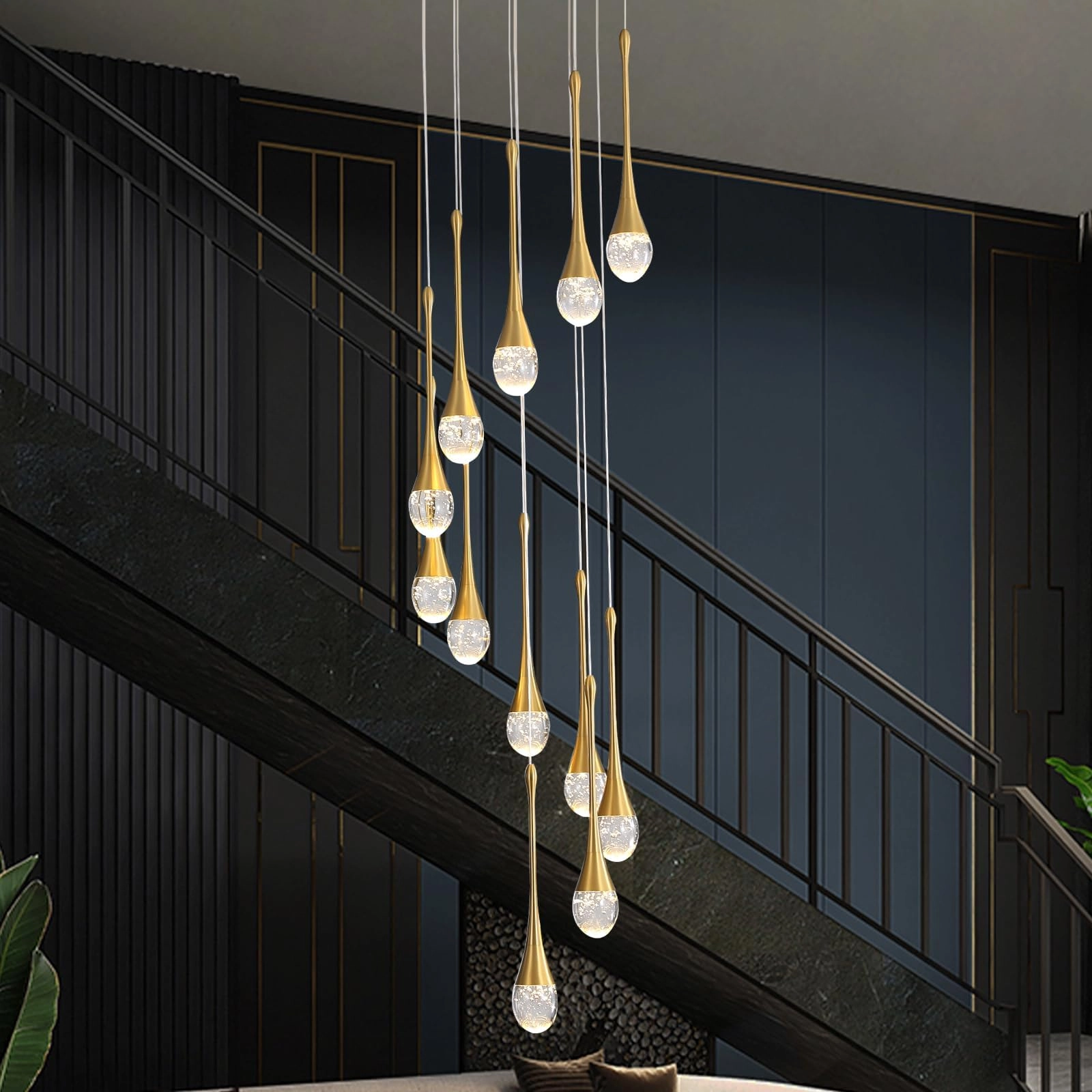 Crystal Column Chandelier - 2700-6000K Dimmable