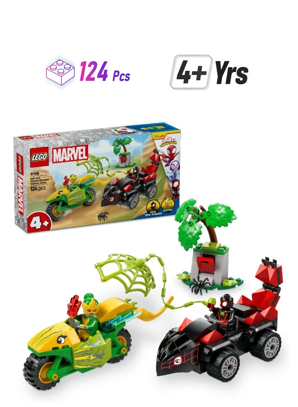 LEGO Marvel Spidey & His Amazing Friends Spin & Electro Dinosaur Vehicle Chase