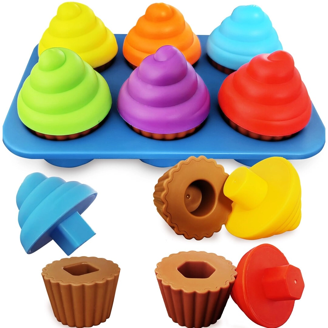 RAINBOW TOYFROG Cupcake Shape Sorting Toys - 3 years+ 6 pieces