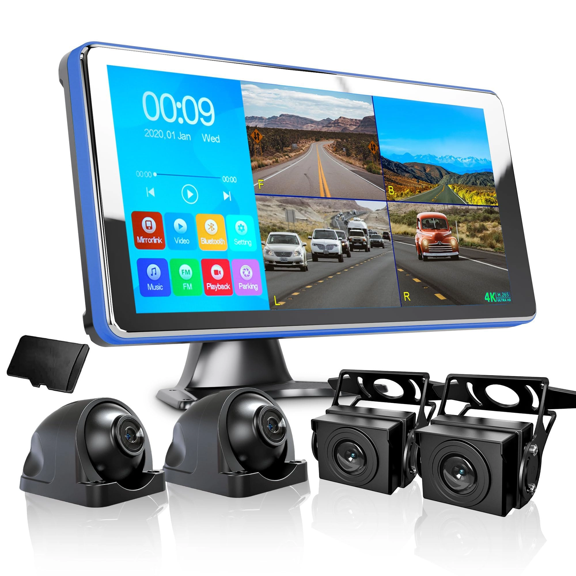 ASLONG 4CH Dash Cam - Night vision USB 4K