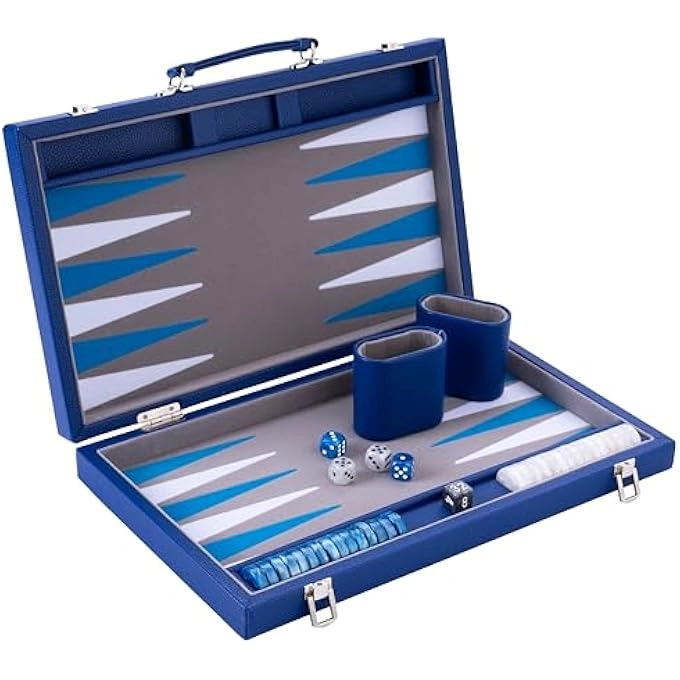 LUXURY BACKGAMMON - FAUX LEATHER EXTERIOR SPECIAL FELT INLAY