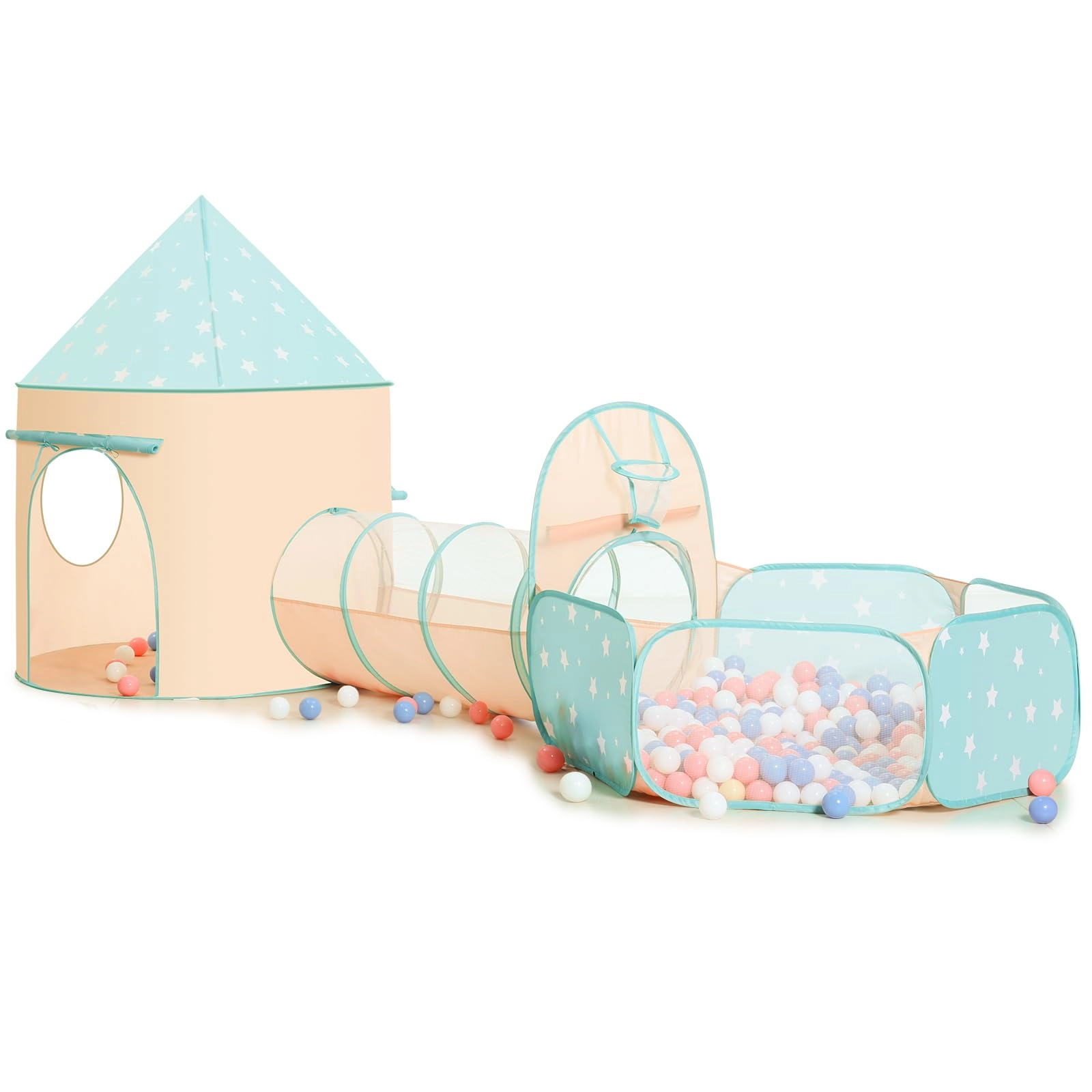 pigpigpen 3pc Kids Play Tent - Space Orange & Green