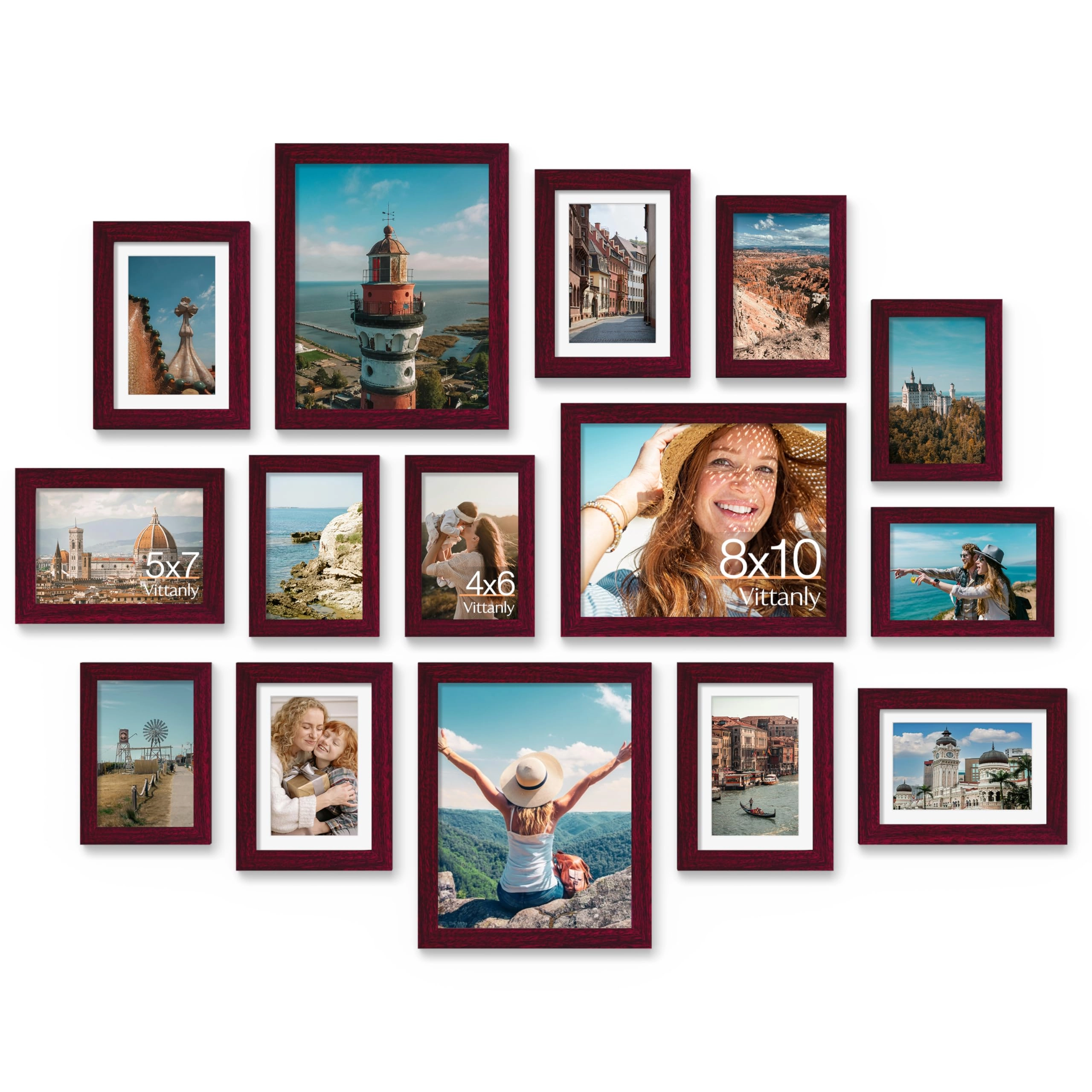 Picture Frames Set - 10 Pack Rustic Grey