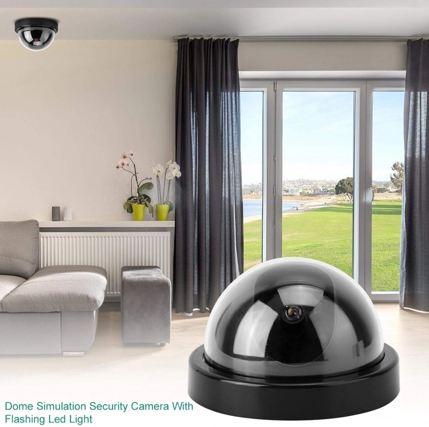 Dome Simulation Dummy Fake Security Camera - 4Pcs Black Flashing LED