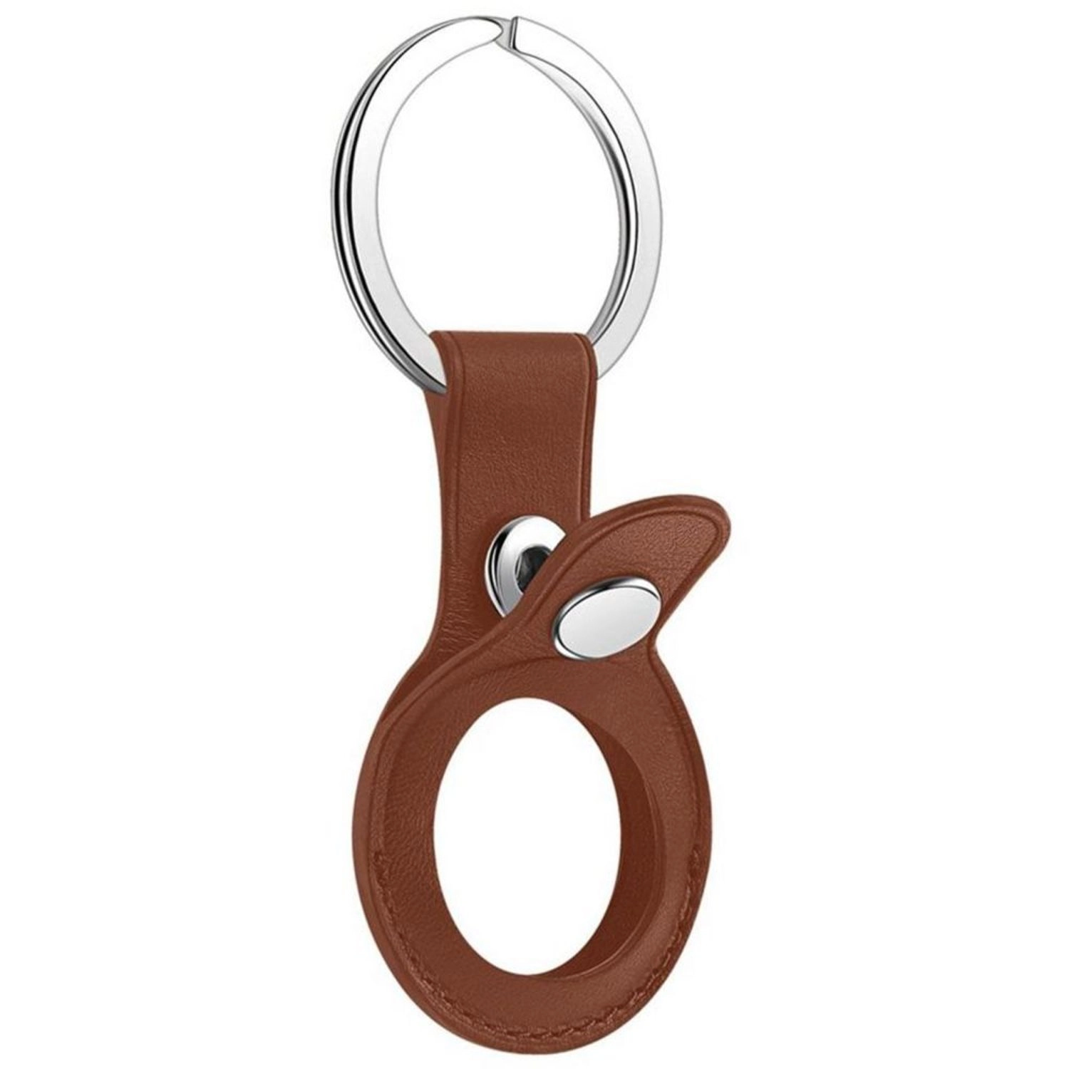 Hyphen Leather Key Ring - AirTag Brown