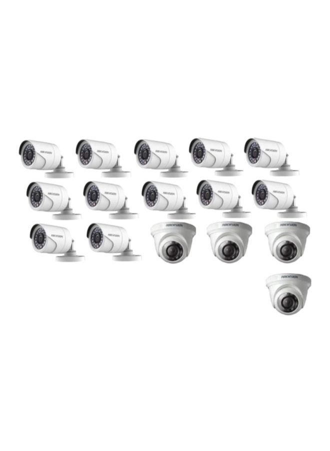 Dome Camera + Bullet Camera + Cable + DVR k1 + Hard Disk - 16 channels 2 pixels