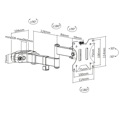 Pole Mount Monitor Arm - 17 to 32 inch 75x75mm or 100x100mm