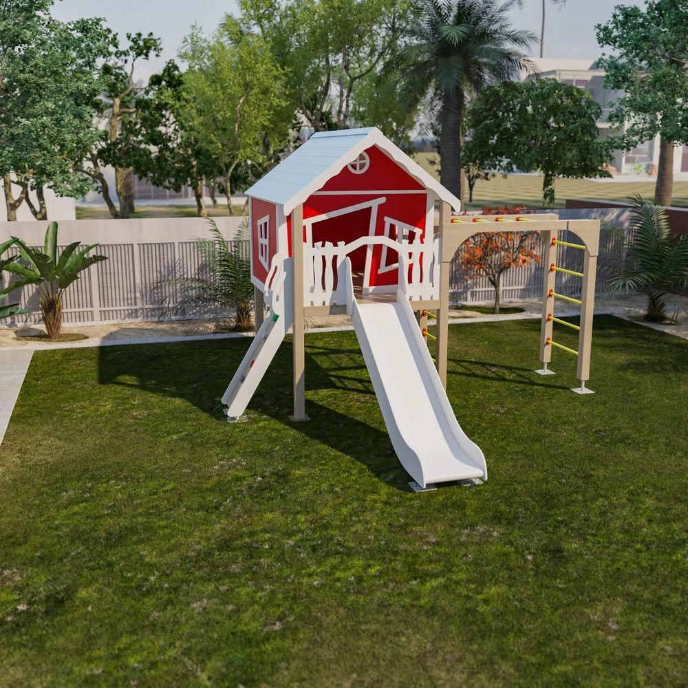 Playhouse - Platform Wall Ramp Slide Swing