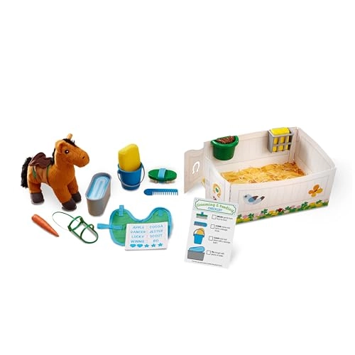 Feed And Groom Horse Care Pretend Play Set - 3+ 23 pieces