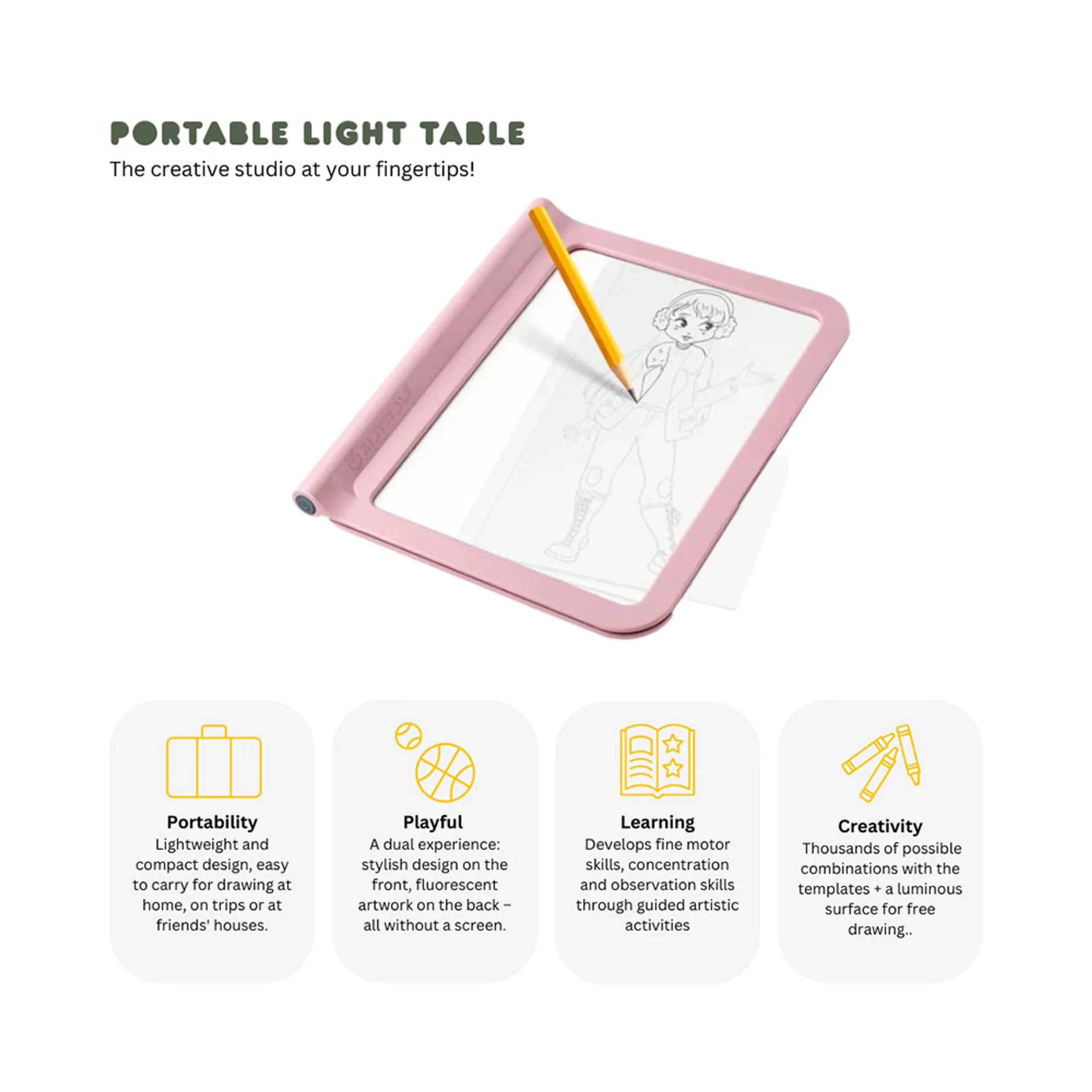 Kidydraw Pro - 4 neon chalk markers 1 pencil