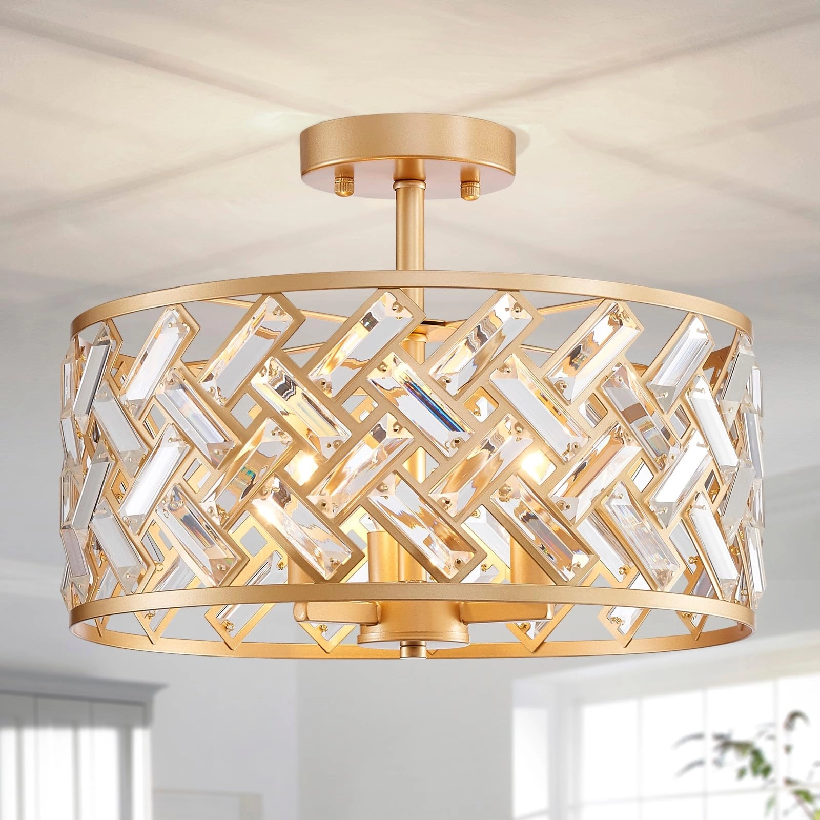 SHRINE LIGHTING Crystal Ceiling Light - D39 x H28.5 cm E14 base 3 Lamps