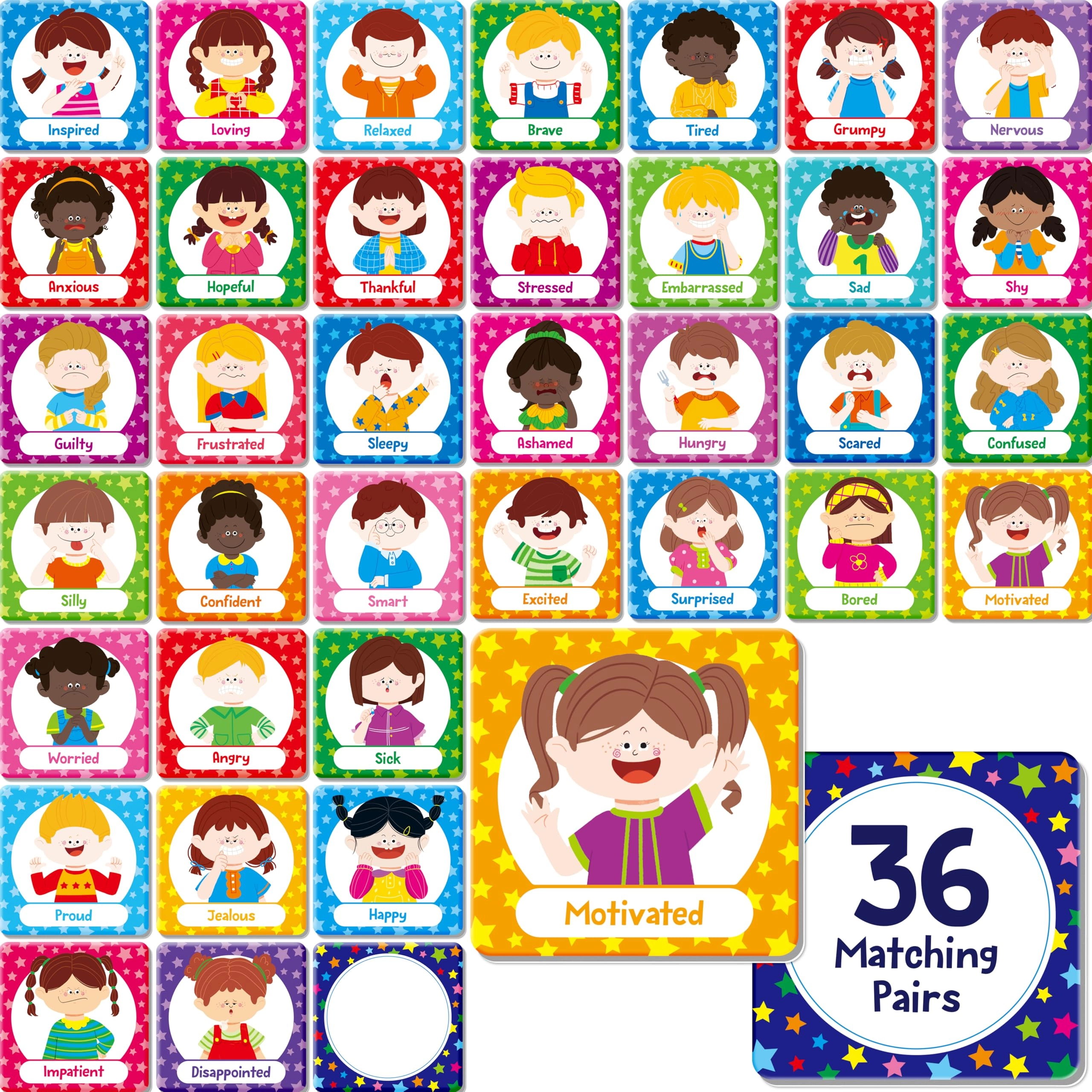 Hebayy Emotions Matching Game - 3 years and up 72 pieces