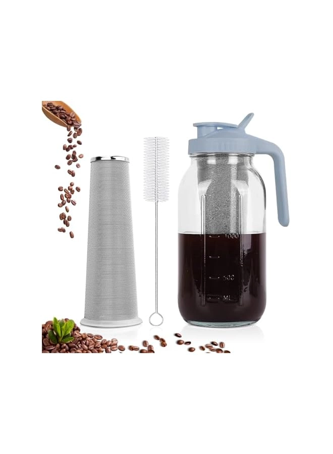 jaexest Cold Brew Coffee Maker - 64 oz Wide Mouth Stainless Steel Filter