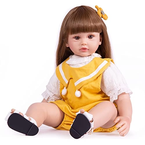 Reborn Baby Doll - 24 Inch Vinyl Cotton Body Pink Yarn Skirt Ages 3+