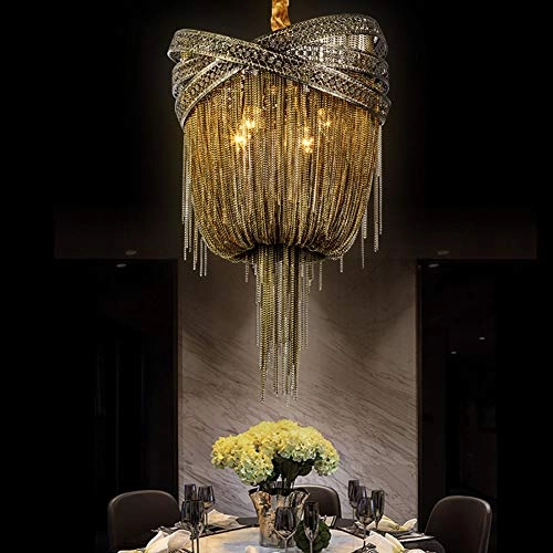 E14 Nordic Art Tassel Chandelier - Cyan bronze 50*80cm