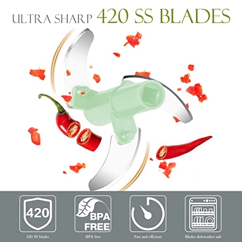 Manual Food Processor - 16.9 Fluid Ounces three blades