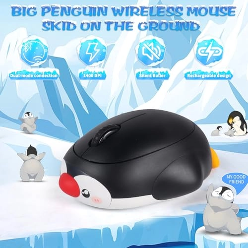 Cute Penguin Bluetooth Wireless Mouse - USB