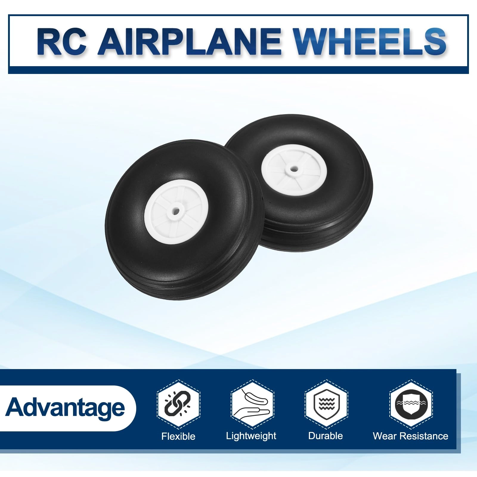RC Airplane Wheels - 3.5" OD PU Rubber Pack of 3