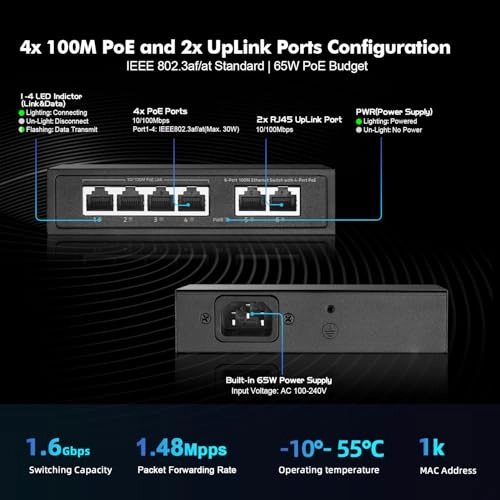 6x100M POE - 6-ports