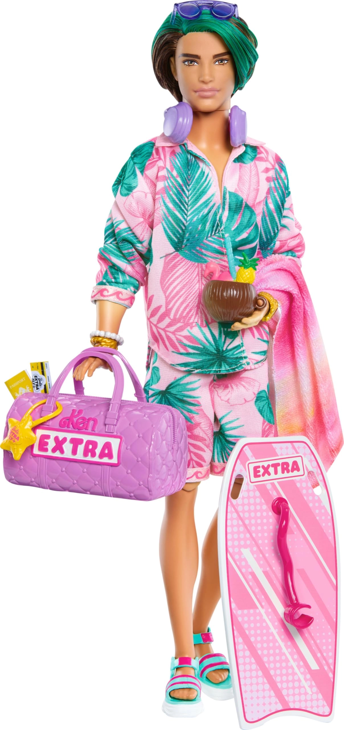 Barbie Extra Fly Ken Doll - Tropical Outfit 15 Accessories Ages 3+