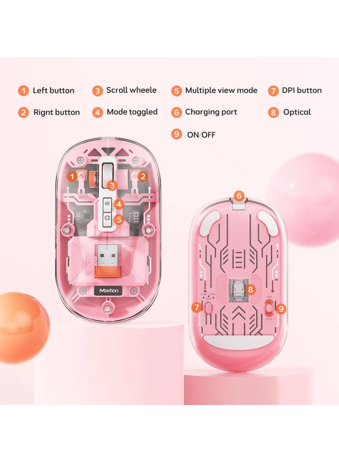 LED Rechargeable Slim Silent Mouse - Wireless