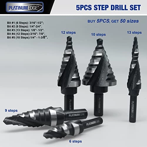 Step Drill Bits Set - 4241 HSS 5 Pcs