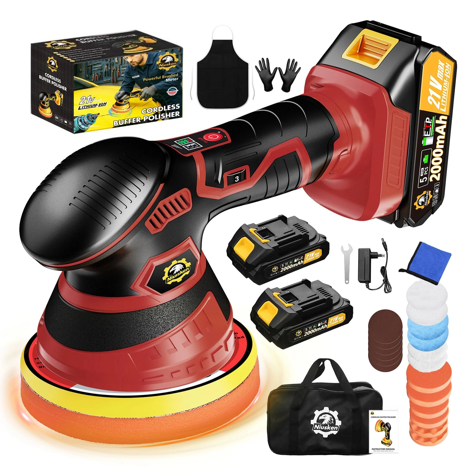 Niusken Cordless Car Buffer Polisher - 5'' 6''