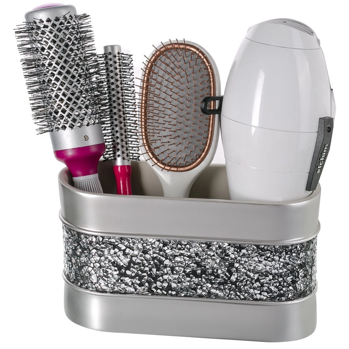 Creative Scents Silver Mosaic Bathroom Cup - Electric Toothbrush Toothpaste Holder