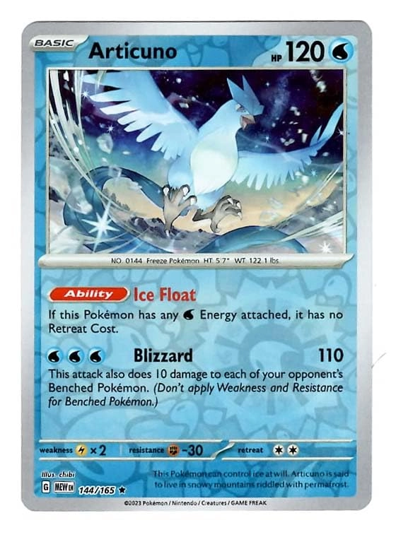 Pokémon Articuno 144/165 151 - Reverse Foil - Single Card
