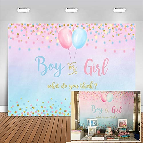 Gender Reveal Decoration - 7x5ft Vinyl Blue or Pink Dots