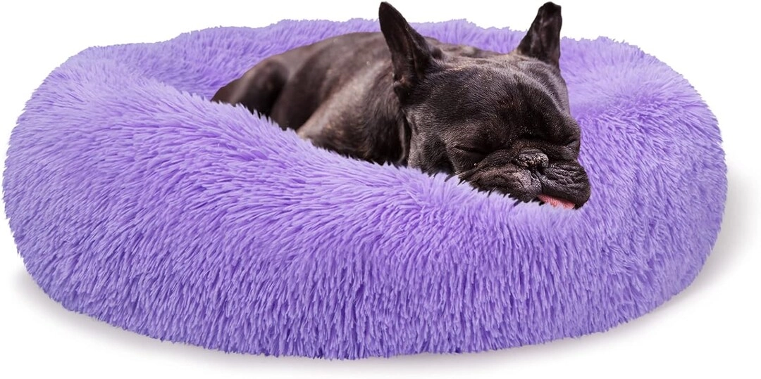 Velor Round Plush Dog Bed - 50 x 15cm