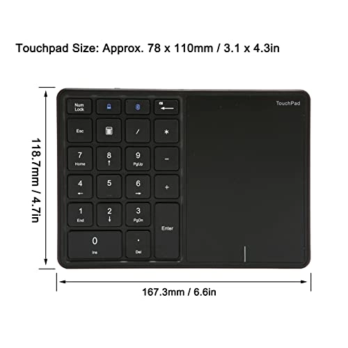 Wireless Numeric Keypad - 22 Keys Ergonomic 2.4G Dual Mode