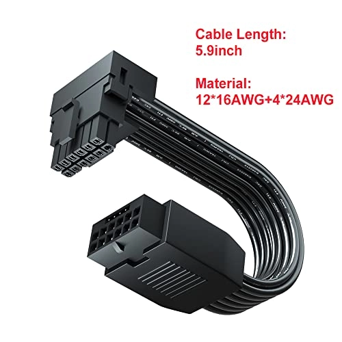 PCI-e 5.0 12VHPWR 16 Pin Right Angle Adapter - 12+4pin 600W