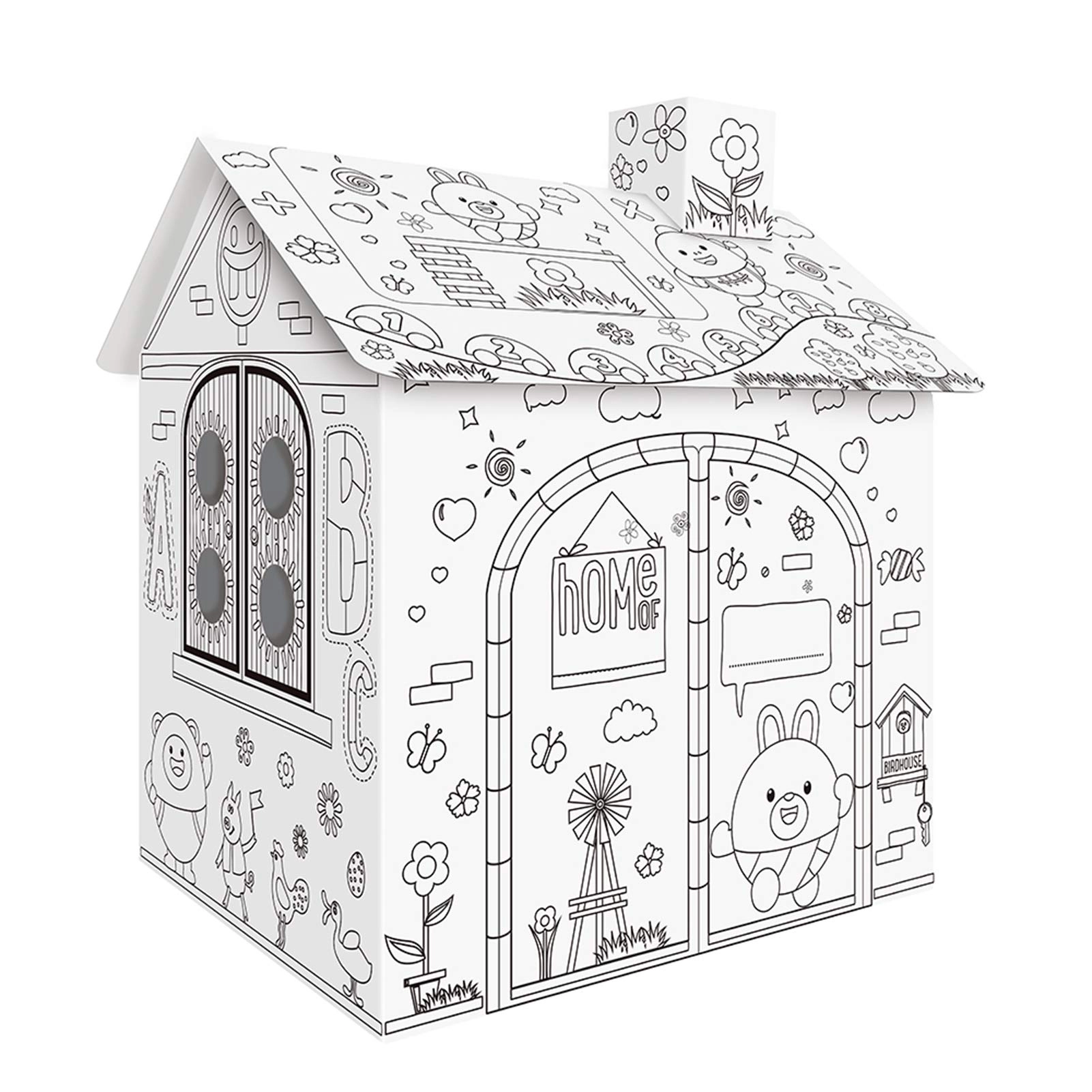 Daconovo Cardboard Play House - L 27 * 21.3 * 16.9in 6 Markers