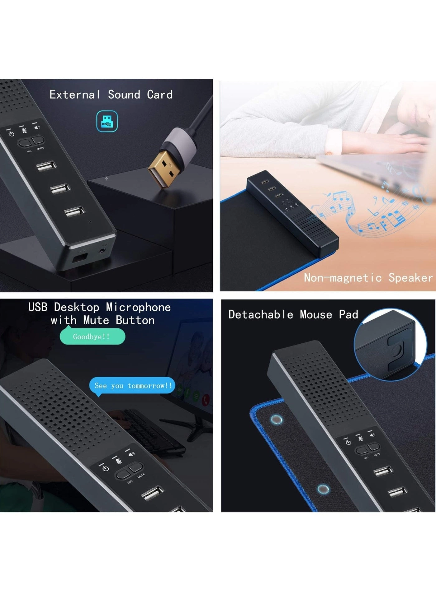 3-in-1 Computer Speaker - USB Powered