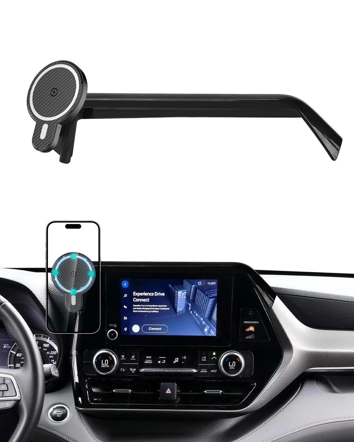 pzk C01-T-08-B - Car Phone Mount for Toyota Highlander 2020-2025 15W Magnetic