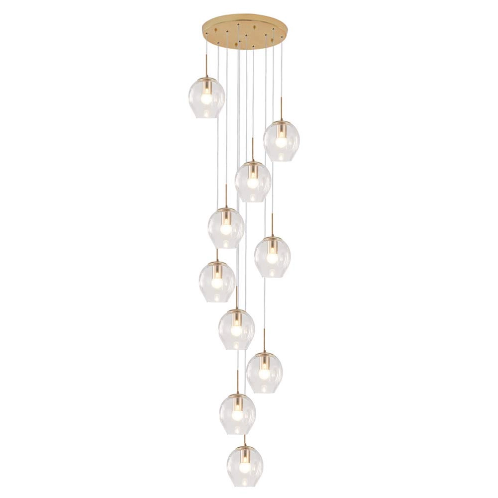 Minimalist Glass Bubble Ball Chandelier - E27 8 heads Gradient smoke gray lampshade