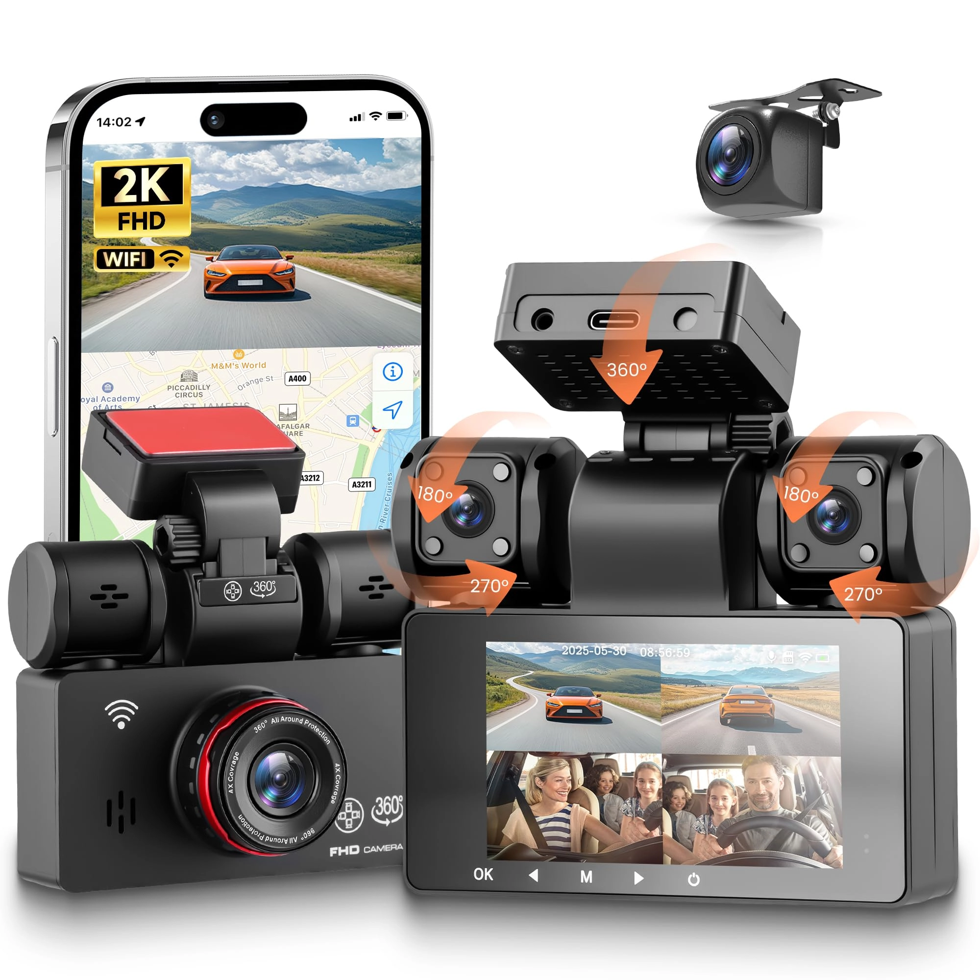 Rimoody 360° 4 Channel Dash Cam - 2K + 1080P