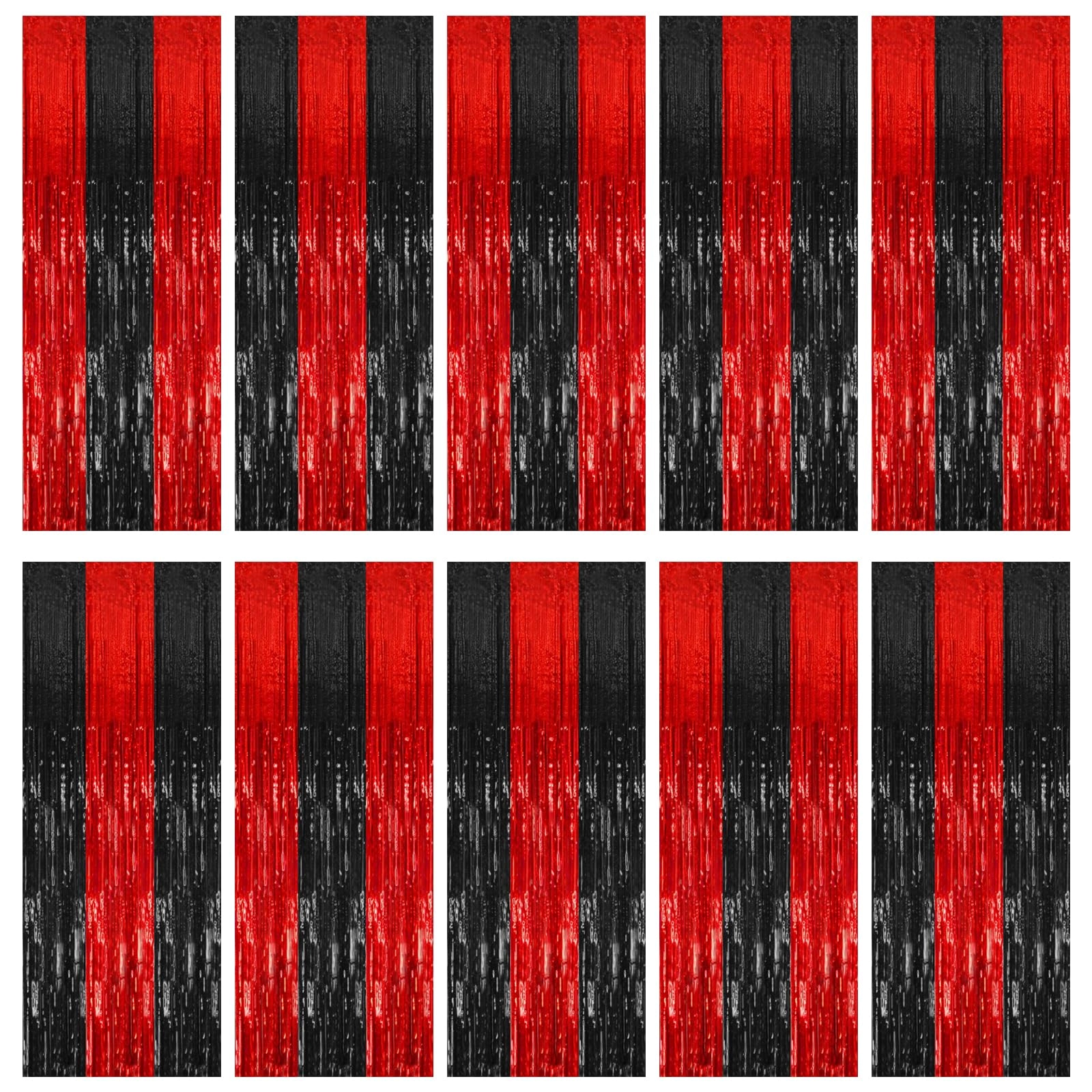 k.e.j. Foil Curtain Backdrop - 10 Pack Anniversary Bridal Shower Engagement Graduation Halloween New Year