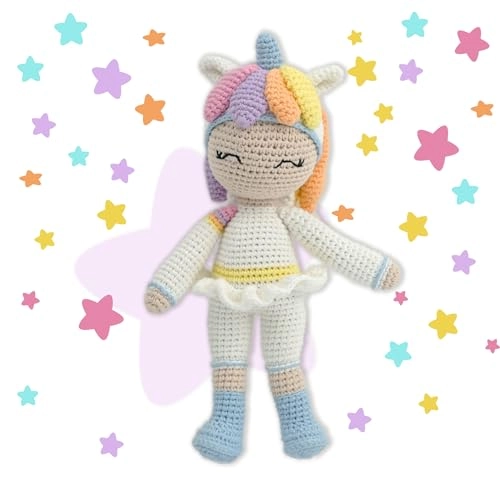 Crochet Unicorn Doll - Handmade 100% Cotton Ages 0+