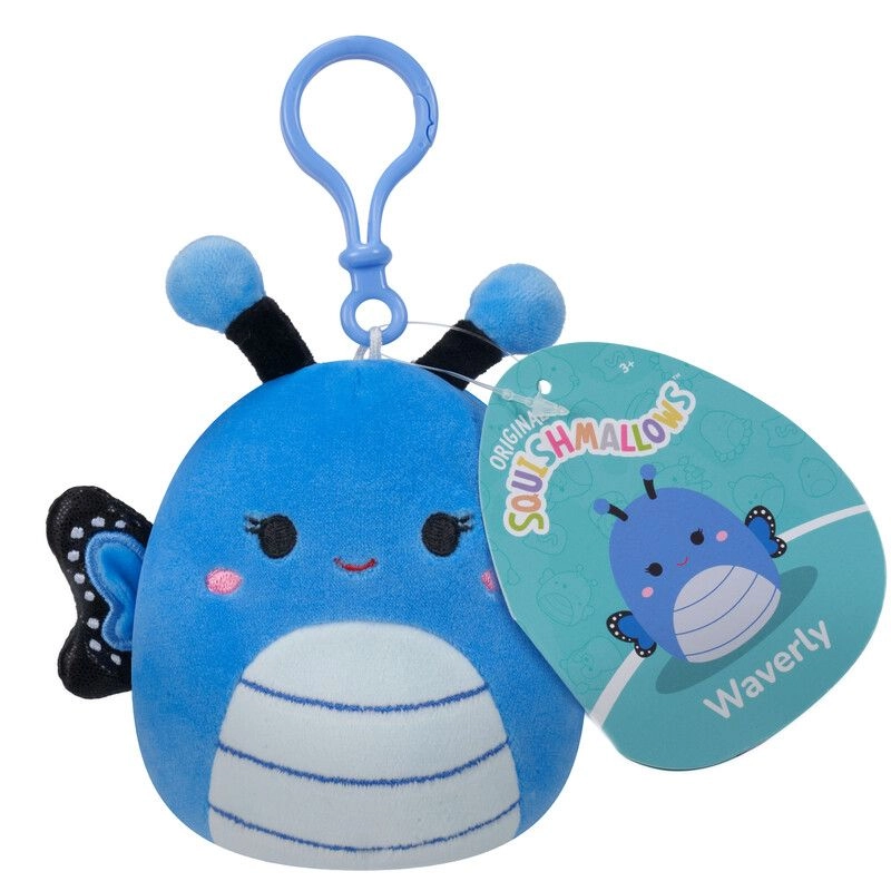 Waverly - Little Plush Clip-On 3.5 inch Blue Butterfly