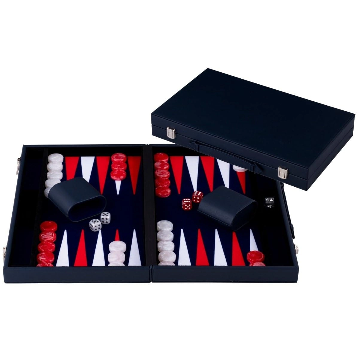 Engelhart Backgammon - Luxury Case Red/White Complete Kit