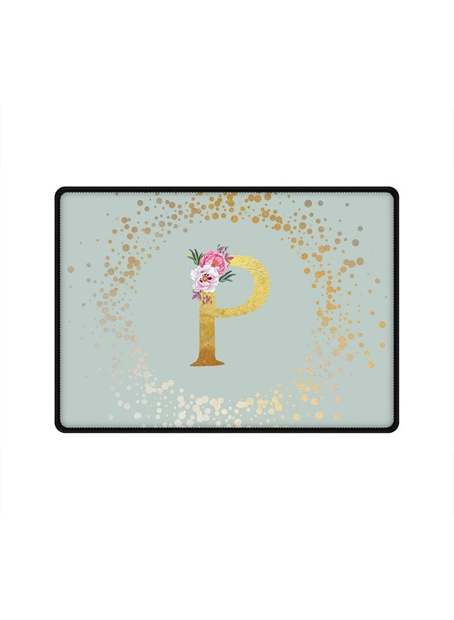 Stylizedd Custom Monogram Initial Letter Floral Pattern - P Gaming Mouse Pad - 35x25 cm
