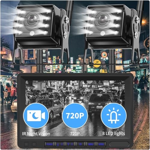 7 Inch TFT LCD Monitor - Wireless + Rear View Camera - Night vision 720P