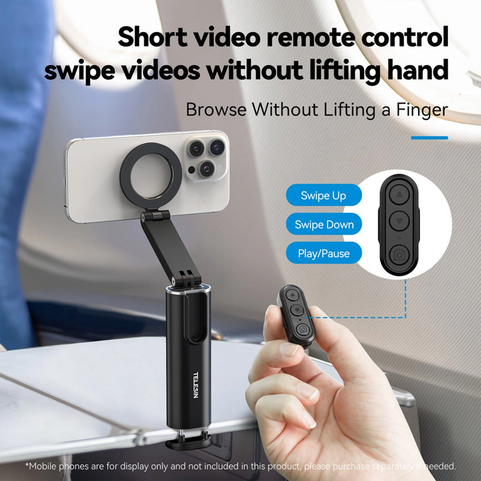 Magnetic Travel Phone Holder - Bluetooth Remote 360° Rotation