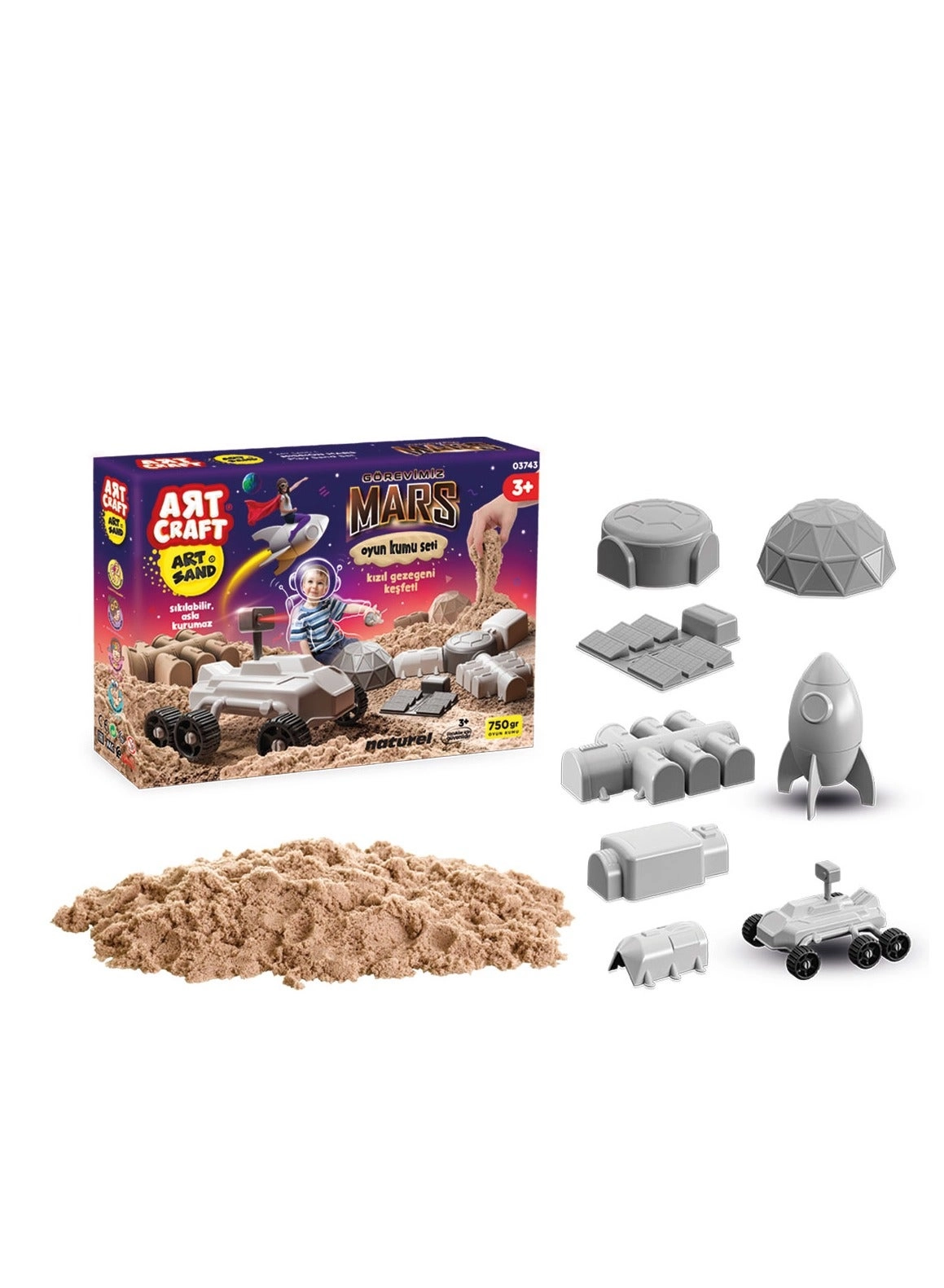 Craft Mission Mars Play Sand Set - 9 pieces 3 dimensional molds