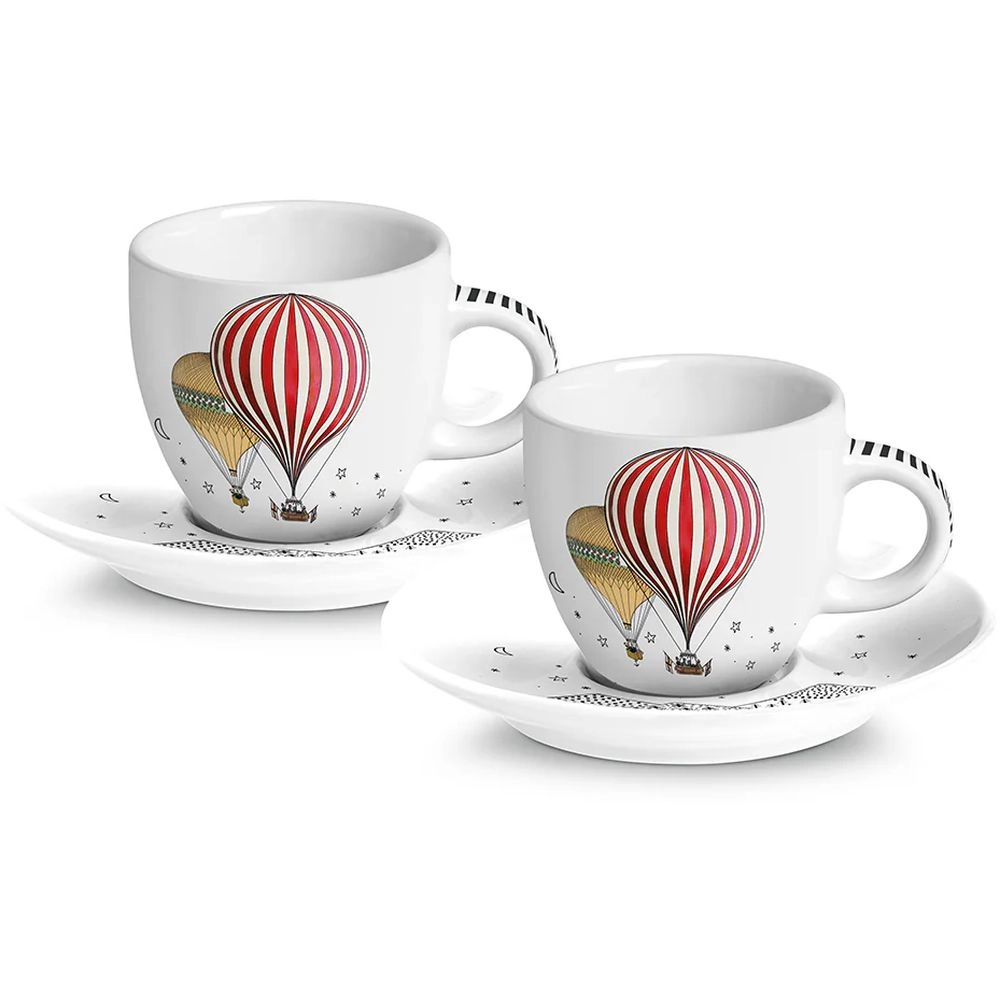 GIRAMONDO Coffee Cup - 2 pcs - hot-air balloon artwork - 80 ml